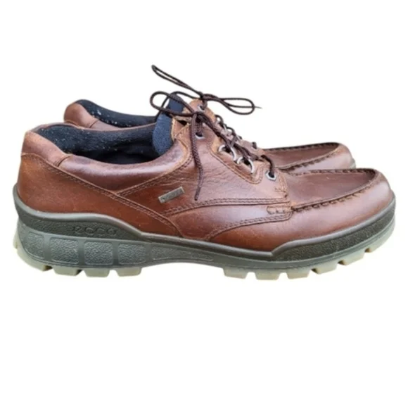 46 ECCO Track 25 Low Gortex Bison Brown Leather Shoe Work Waterproof Men 12 12.5 - Picture 2 of 12